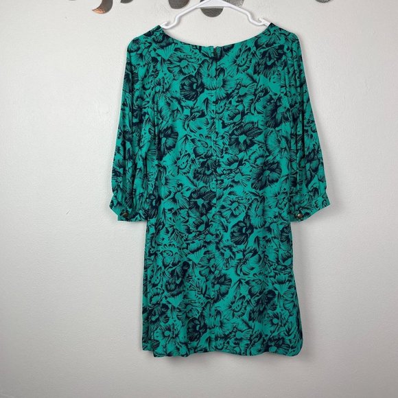 Maeve Teal Green Dress w/ Navy Florals & Buttons‎ - Picture 5 of 6